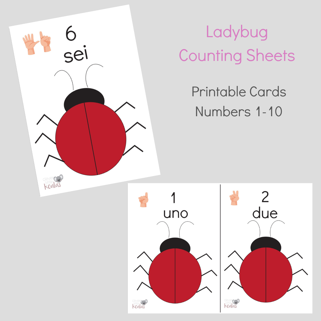 Greek and Italian Ladybug Counting Sheets